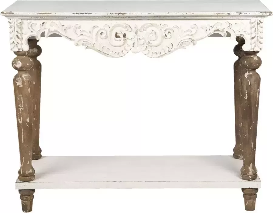 Clayre & Eef Sidetable 103x40x81 cm Wit Hout Rechthoek Wandtafel Haltafel Console Tafel Wit Wandtafel Haltafel - Foto 1