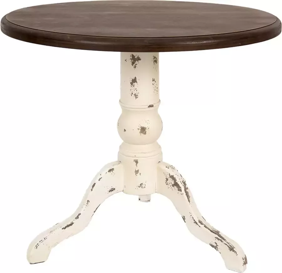 Clayre & Eef Sidetable Ø 80x72 cm Bruin Hout Rond Wandtafel Ronde Tafel Bruin Wandtafel Ronde Tafel - Foto 1