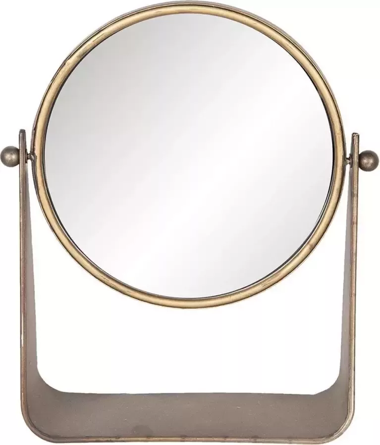 Clayre & Eef Staande Spiegel 62S161 30*10*36 cm Goudkleurig Metaal glas Tafel Spiegel