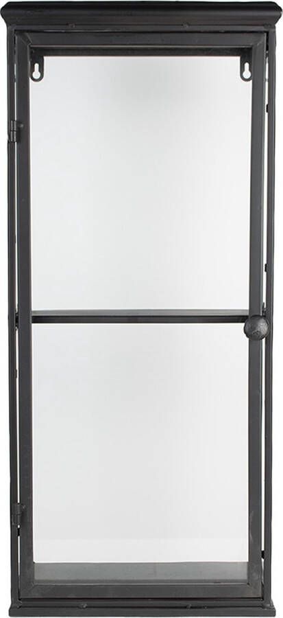 Clayre & Eef Vitrinekast 31x21x70 cm Zwart Ijzer Glas Wandkast Zwart Wandkast - Foto 1