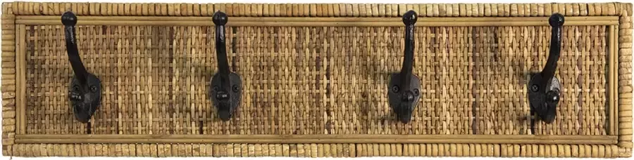 Clayre & Eef Wandkapstok 4 haken 62x9x15 cm Bruin Rotan - Foto 1