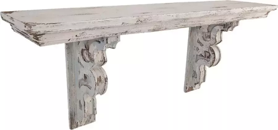 Clayre & Eef Wandrek 100x23x41 cm Wit Hout Rechthoek Wandplank Wandschap - Foto 1