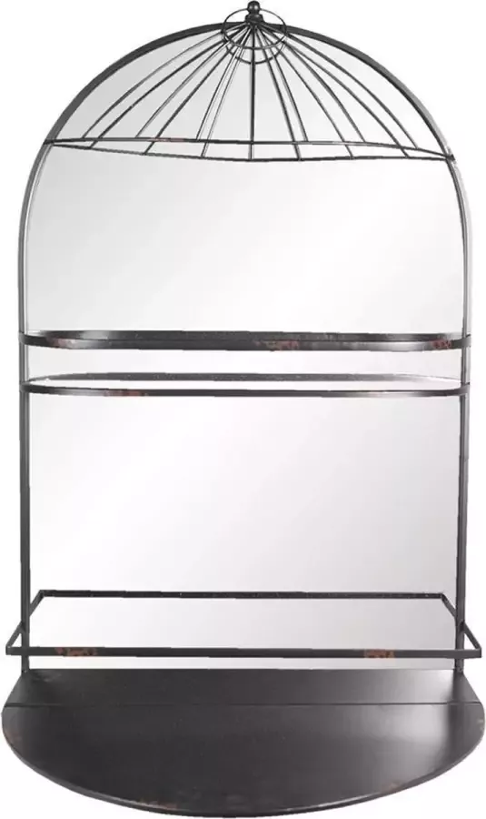 Clayre & Eef Wandrek 50x36x83 cm Bruin Ijzer Glas Muurrek Opbergkast Hangkast - Foto 1