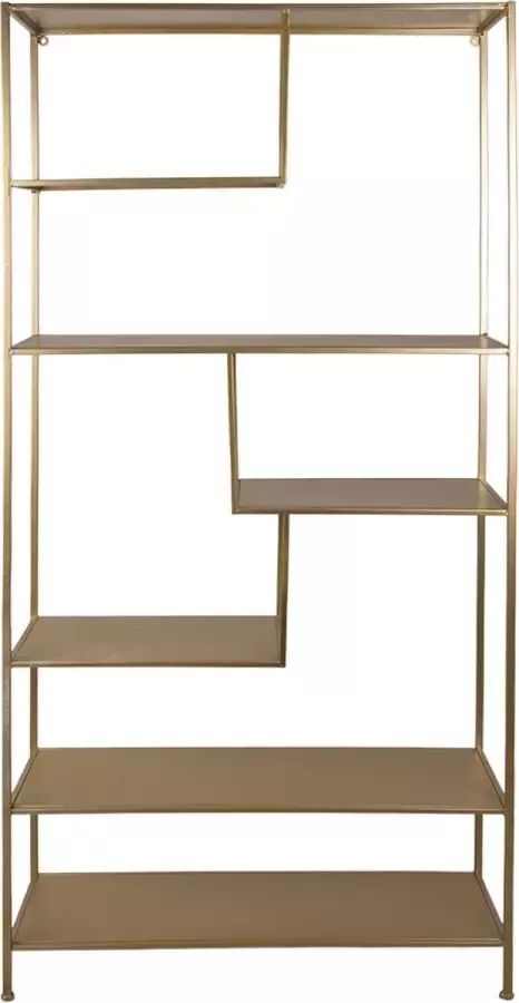 Clayre & Eef Wandrek 80x26x170 cm Goudkleurig Ijzer Rechthoek Wandplank Wandschap Boekenkast