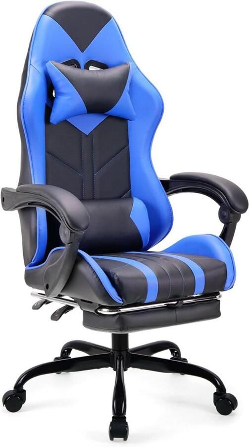 CLGP Ergonomische Bureaustoel Bureaustoelen voor Volwassenen en Kinderen Gaming Stoel Chair Kantelbaar Blauw