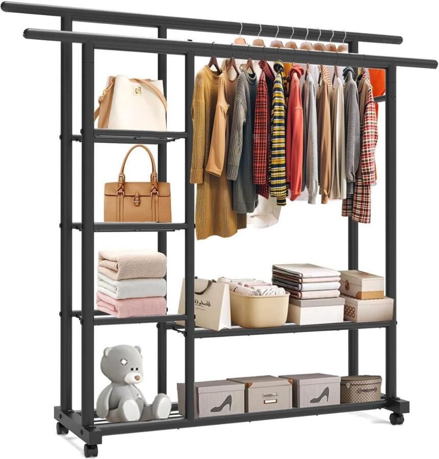 CLGP Kledingrek Metaal Kledinghangers Dressboy Zwart