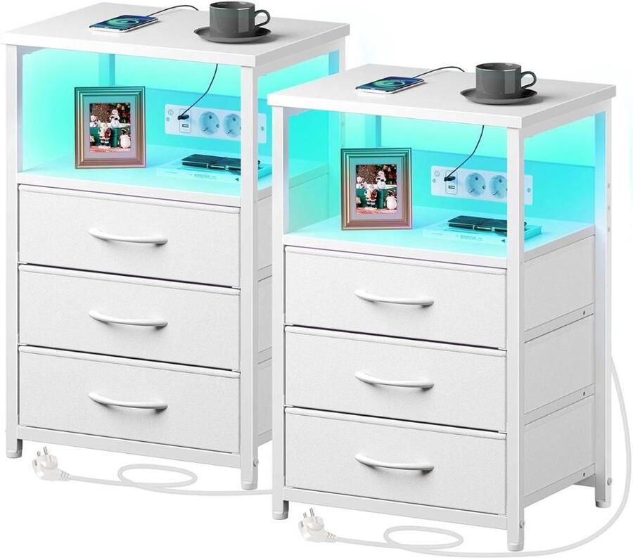 CLGP Nachtkastje set van 2 Nachtkastjes Industrieel Kastje met Lades - Foto 2