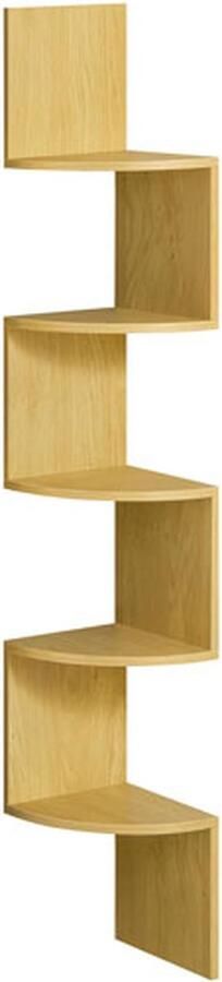 CLORD Hoekplank wandrek 5 niveaus zwevend rek voor boeken boekenkast plantenrek voor slaapkamer woonkamer badkamer thuiskantoor in natuurlijk eiken