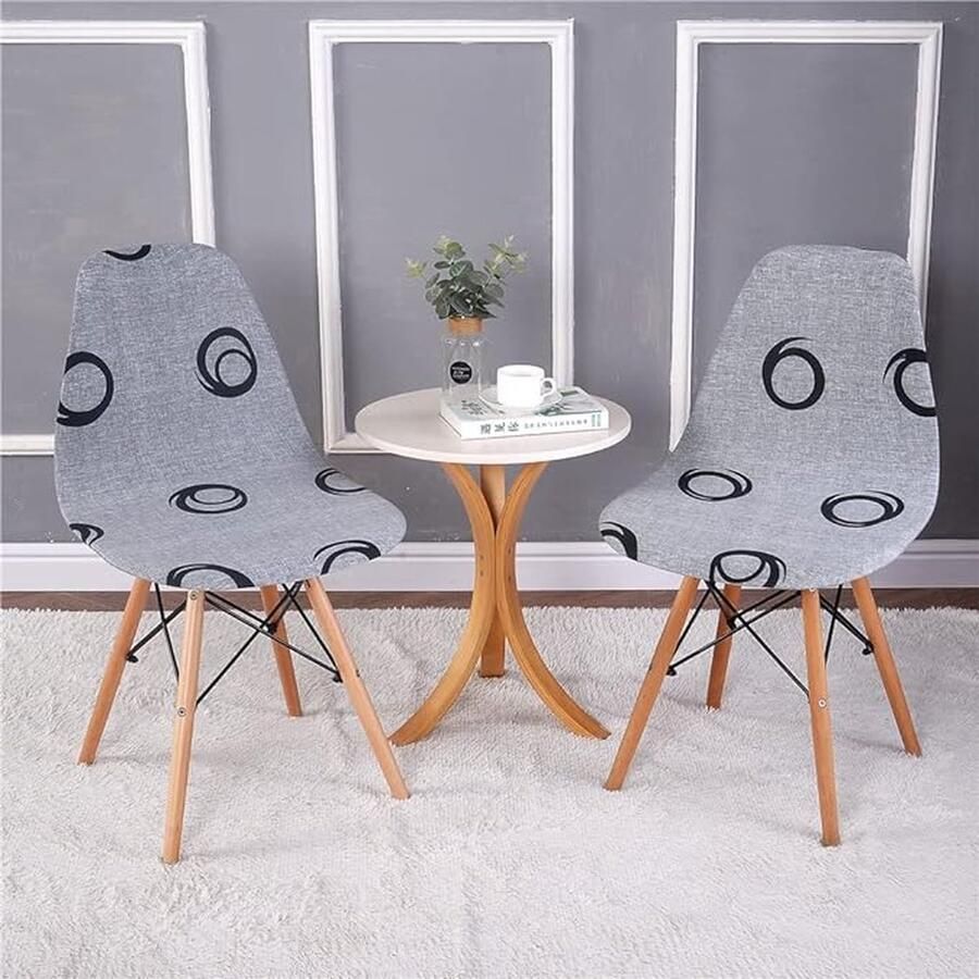 CLORD Stoelhoes set van 2 4 6 stuks elastische stoelhoezen voor eetkamerstoelen. Deze moderne stoelhoezen met abstract cirkelpatroon zijn afneembaar en wasbaar perfect voor keukenstoelen