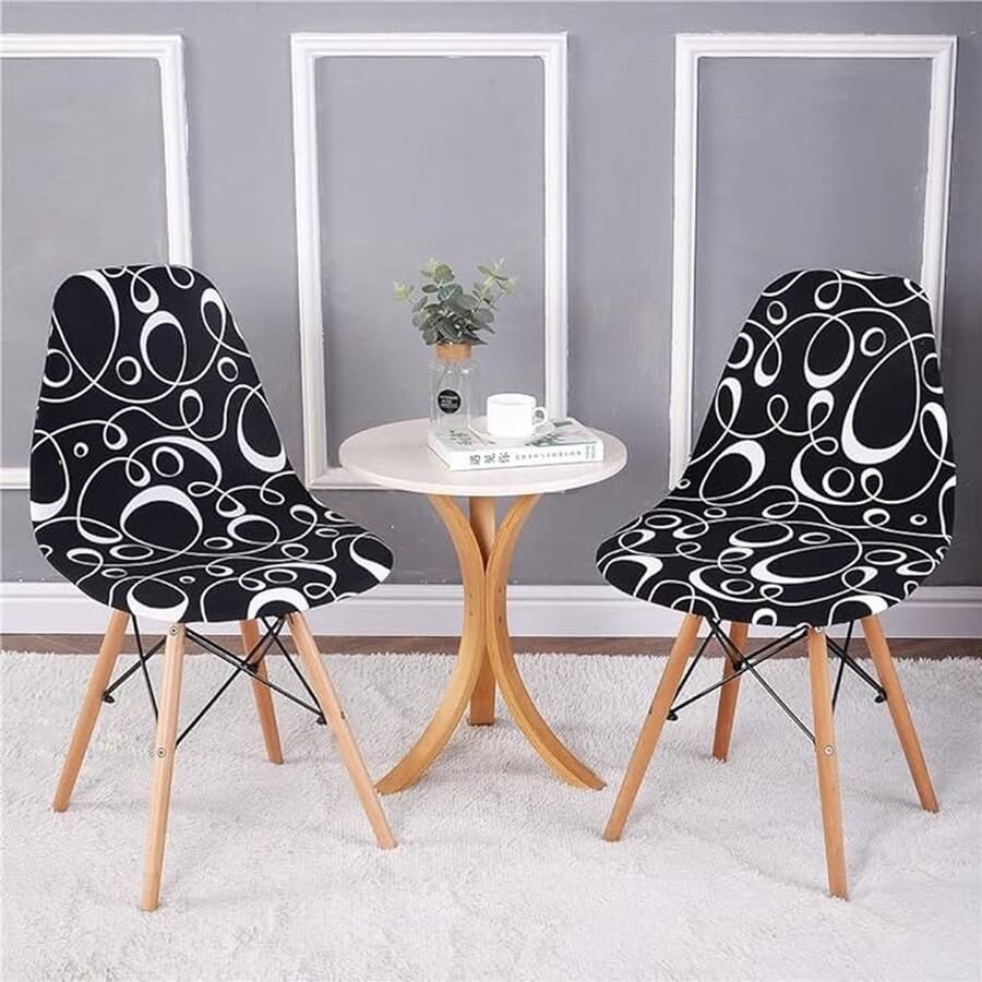 CLORD Kuipstoelhoes set van 2 4 6 stuks elastische stretch stoelhoezen voor eetkamerstoelen. Deze moderne stoelhoezen met een abstract bandpatroon zijn afneembaar en wasbaar perfect voor keukenstoelen