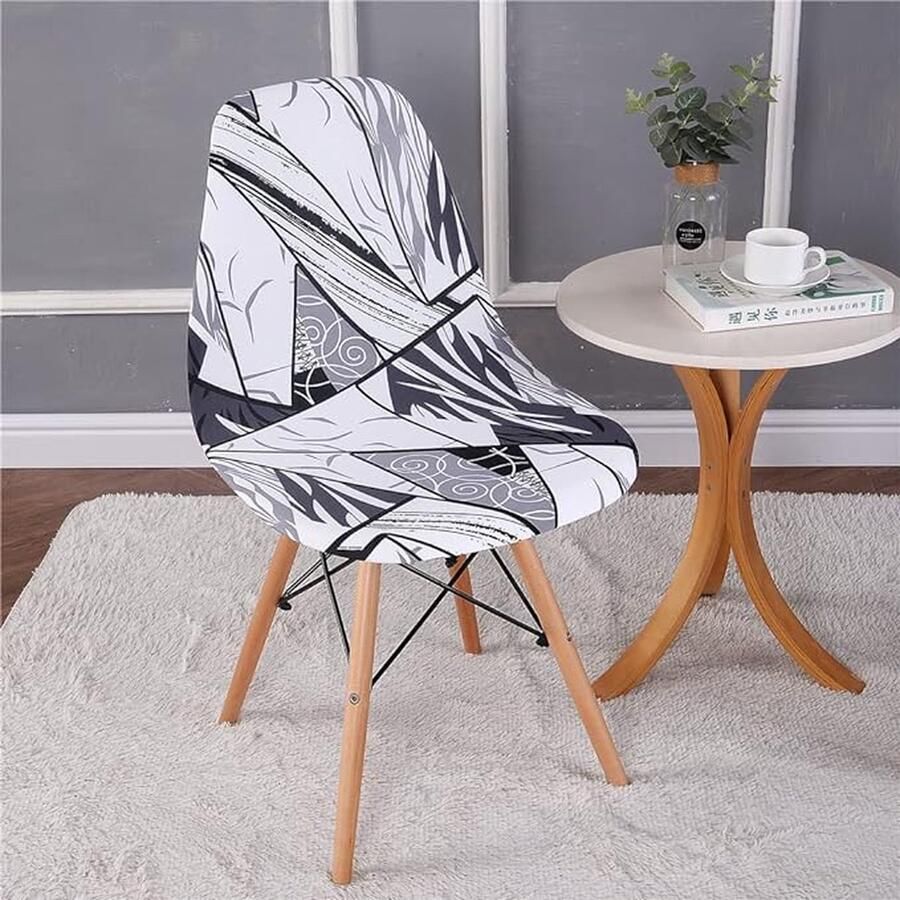 CLORD Kuipstoelhoes stoelhoes set van 2 4 6 stuks stretch eetkamerstoelhoezen moderne elastische stoelhoezen afneembaar en wasbaar keukenstoelhoes in geometrisch marmerpatroon 1 stuk