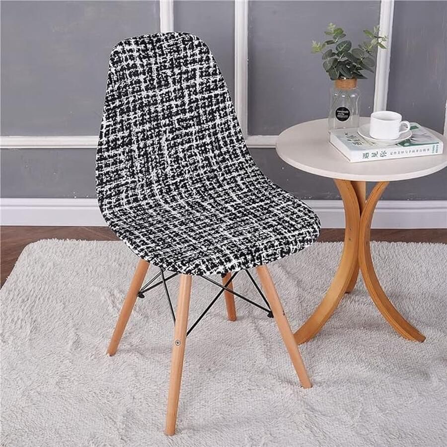 CLORD Kuipstoelhoes stoelhoes set van 2 4 6 stuks stretch eetkamerstoelhoezen moderne elastische stoelovertrekken afneembaar en wasbaar keukenstoelhoes in antraciet zwart (1 stuk)