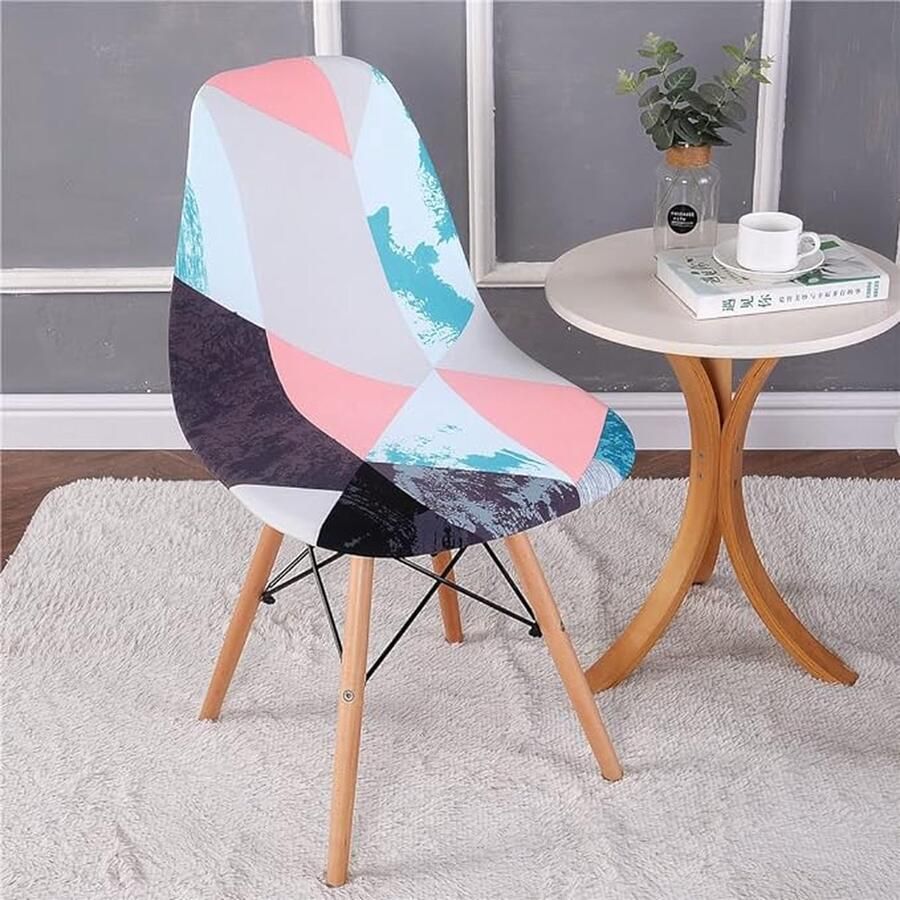 CLORD Kuipstoelovertrek stoelovertrek 2 4 6-delige set stoelhoezen stretch eetkamerstoelen moderne elastische stoelhoezen afneembaar en wasbaar. Deze keukenstoelhoes in een romantisch wereld design wordt geleverd in een set van 4 stuks