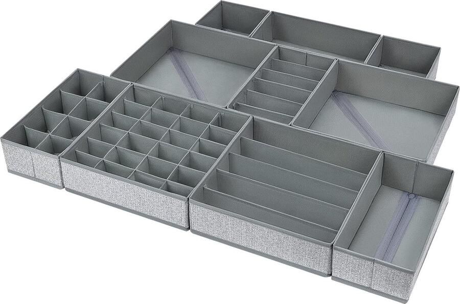 CLORD Lade-organizer 10 stuks opvouwbare opbergdozen stoffen kledingkast-organizer lade-opbergsysteem voor ondergoed BH's sokken kleding (lichtgrijs)