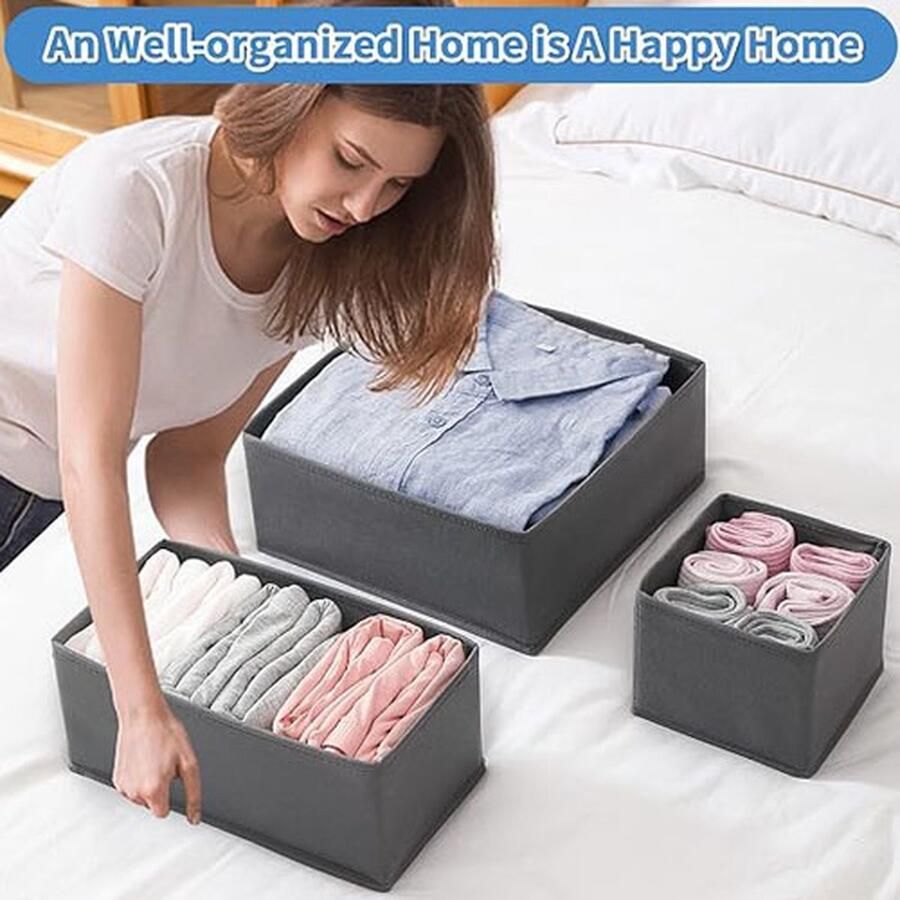 CLORD Opbergsysteem voor kledingkast set van 8 opvouwbare opbergdozen van stof ondergoed organizer ladeverdeler voor kleding beha's sokken en stropdassen