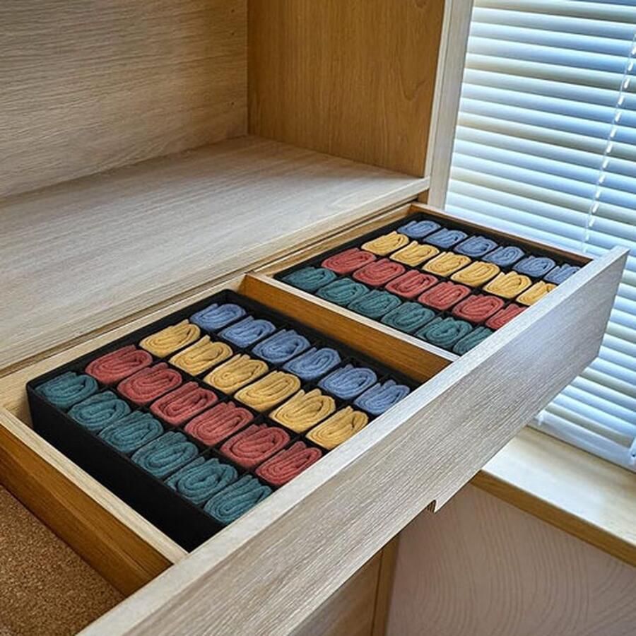 CLORD Set van 3 opbergdozen met 24 cellen lade-organizer voor opvouwbare kledingkasten kastorganizer voor het bewaren van ondergoed sokken stropdassen riemen en andere accessoires