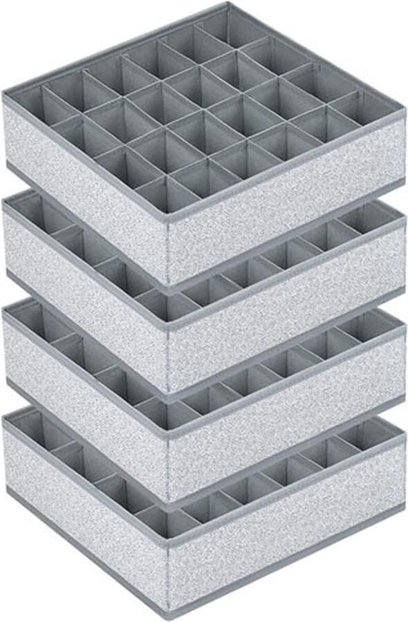 CLORD Set van 4 opbergdozen met 24 cellen lade-organizers voor opvouwbare kledingkasten kastorganizers voor het bewaren van ondergoed sokken stropdassen riemen en andere accessoires