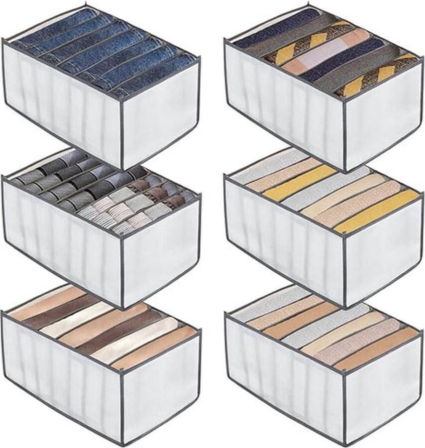 CLORD Set van 6 lade-opbergsystemen voor kledingkast opvouwbare opbergdozen van stof voor kledingopslag en organisatie netjade opslag voor kleding T-shirts en broeken (type B)