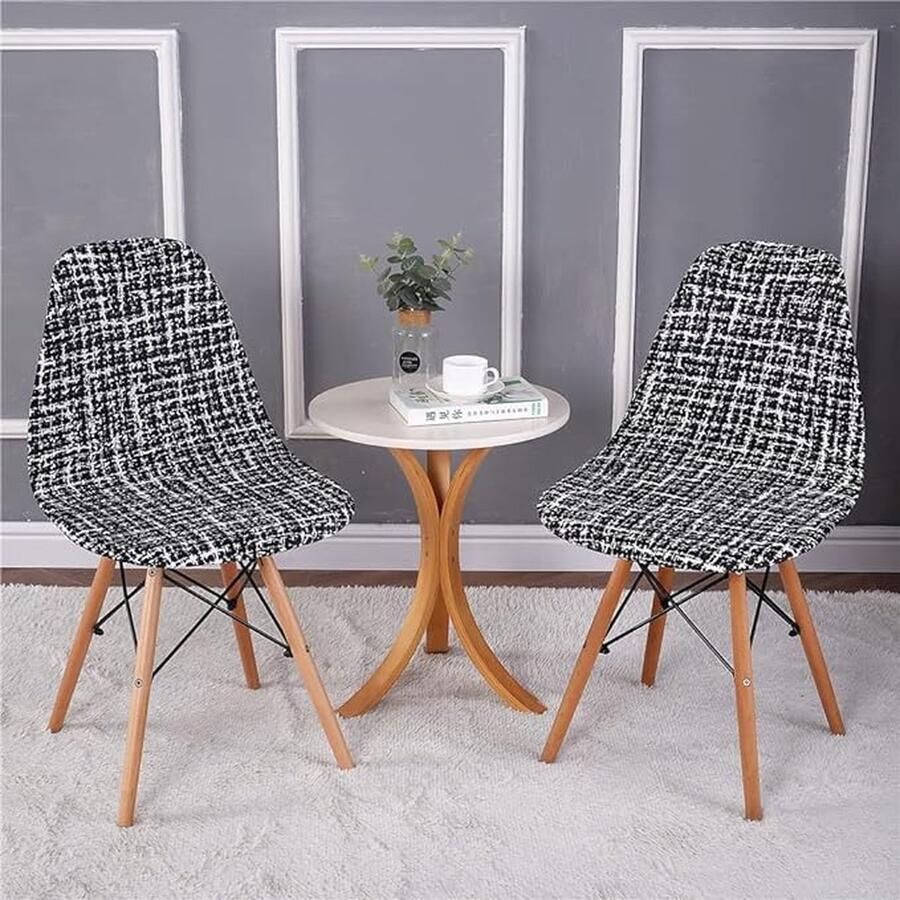 CLORD Kuipstoelhoes set van 2 4 6 stuks elastische stretch stoelhoes voor eetkamerstoelen. Deze moderne stoelhoezen zijn afneembaar wasbaar en perfect voor keukenstoelen. In antracietzwart