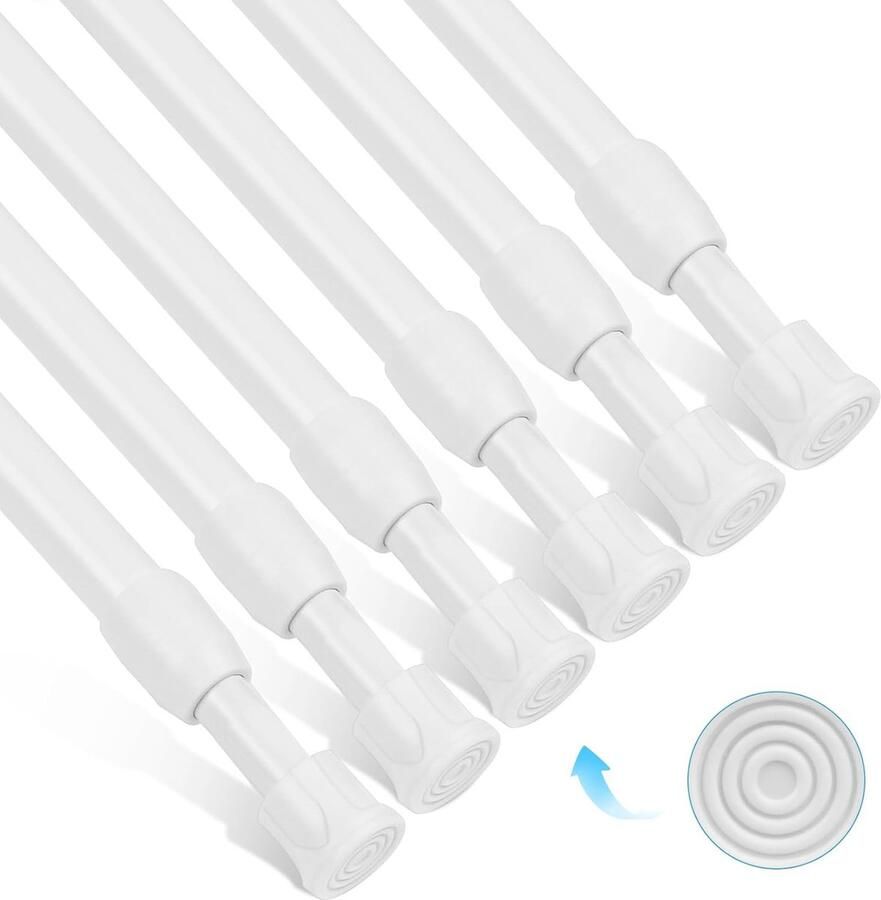 CLORD Telescopische Staaf Pack van 6 Kleine Verstelbare Klemstaven Klemstaaf Geen Boren Verstelbare Kleine Spankrachtstaaf voor Douchegordijnrail Kledingrek Kasten Boekenplank (30-50 cm)