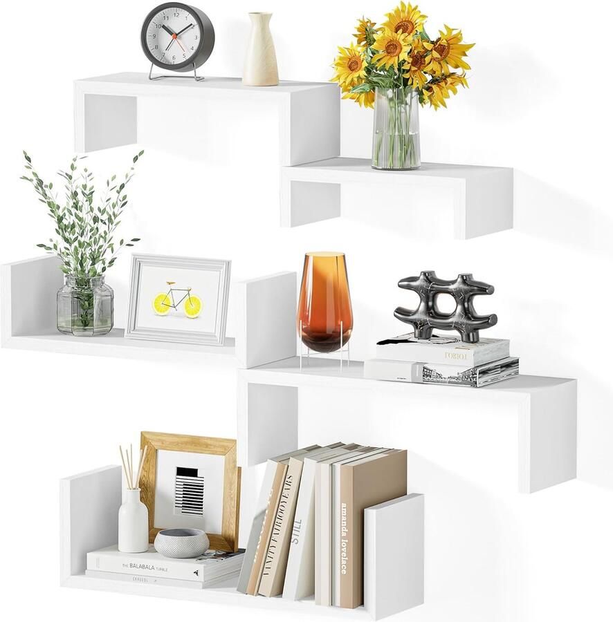 CLORD Wandplank 5 Houten Planken Maximale Draagkracht 40 kg Moderne Wandplankdecoratie