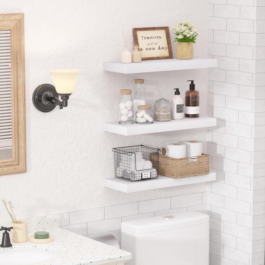 CLORD zwevende plank wandplank wit zwevende plank wit 42x15x3cm zwevende planken voor kinderkamers kantoren woonkamers slaapkamers - Foto 2