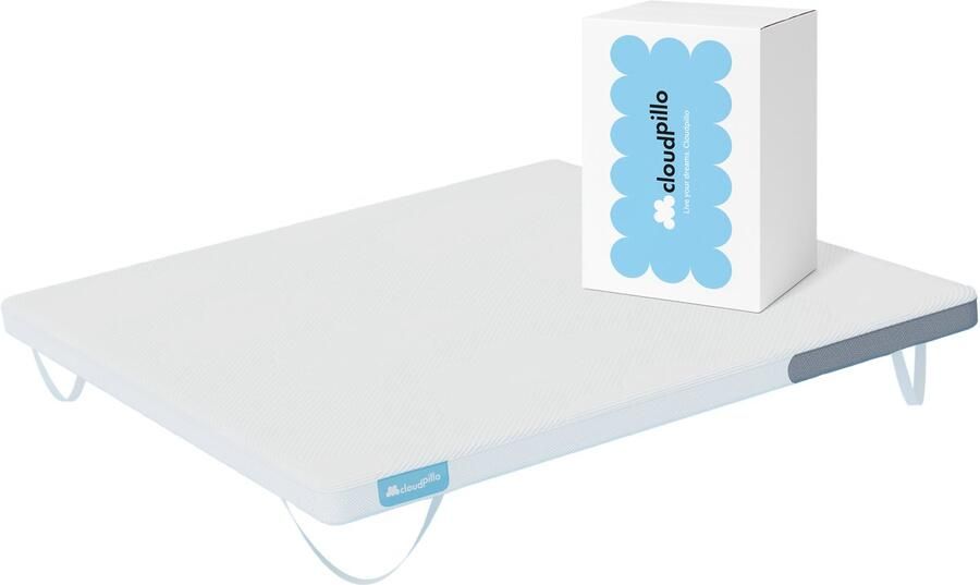 Cloudpillo Original Topper 140x200 Topdekmatras 125 Dagen Proefslapen Adaptive Support laag 4-Seizoenen Voorzien van Elastieken Wasbare Hoes