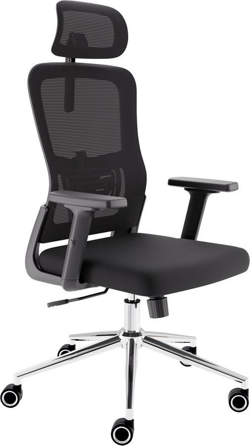 CLOUVOU Ergonomische bureaustoel BrightSeat Gaming Stoel voor Volwassenen met verstelbare Lendensteun Zwart Max 150 kg