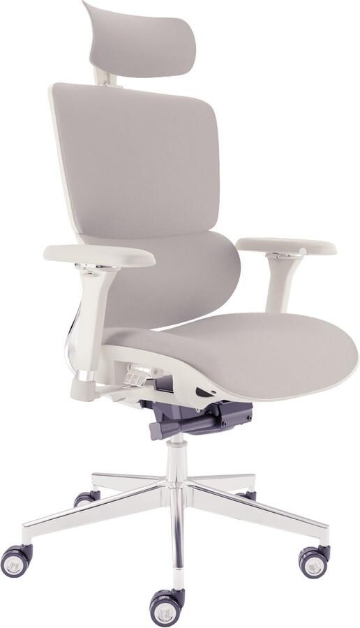 CLOUVOU Ergonomische Bureaustoel MasterSeat 4D Armleuningen Bureau Stoel voor Volwassenen Max 150 kg Bediening met Knop Crèmewit