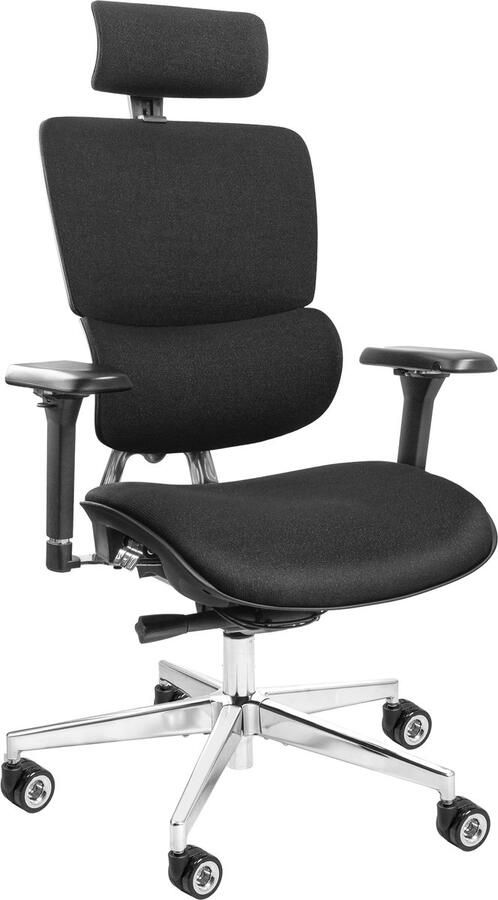 CLOUVOU Ergonomische Bureaustoel MasterSeat 4D Armleuningen Bureau Stoel voor Volwassenen Max 150 kg Bediening met Knop Zwart
