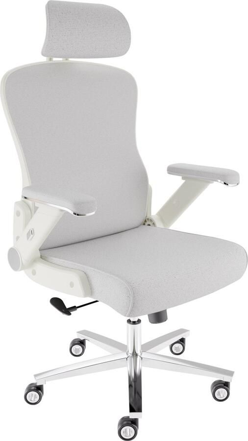 CLOUVOU Ergonomische Bureaustoel MasterSeat 5D Armleuningen Bureau Stoel voor Volwassenen Max 200 kg 3D Hoofdsteun Crèmewit