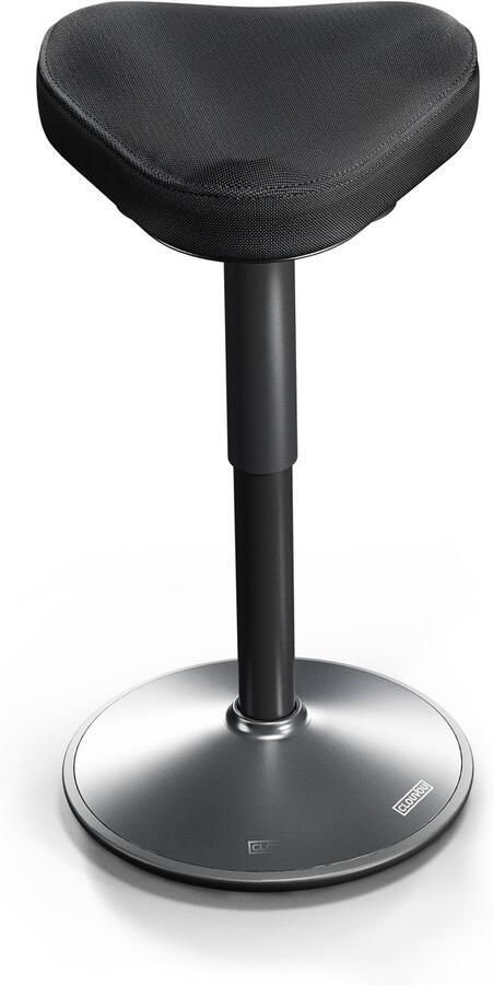 CLOUVOU Ergonomische Kruk Nexus Max 125 kg Traploos Verstelbare Zadelkruk op Wielen 47-64 cm Bureau Stoel met Handgrepen Zwart