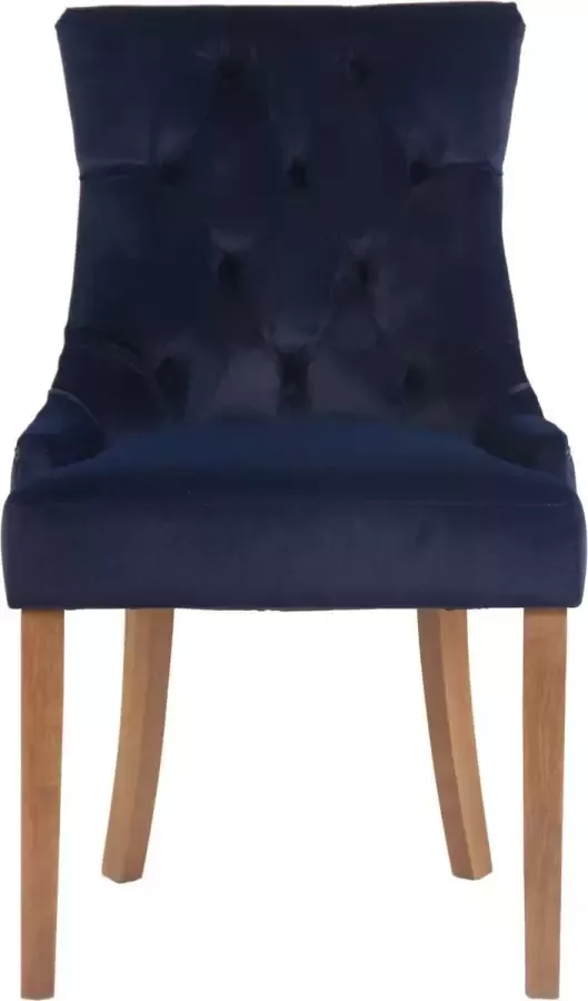 Clp Aberdeen Set van 4 eetkamerstoelen Zonder armleuning Hout Fluweel blauw antiek licht - Foto 2