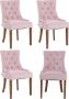 Clp Aberdeen Set van 4 eetkamerstoelen Zonder armleuning Hout Fluweel roze antiek licht - Thumbnail 1