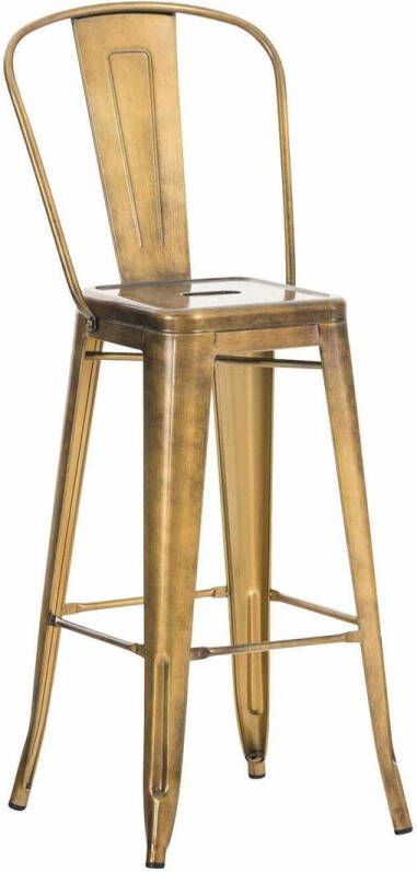 CLP Aiden Barkruk Met rugleuning Voetsteun Metaal goud natura