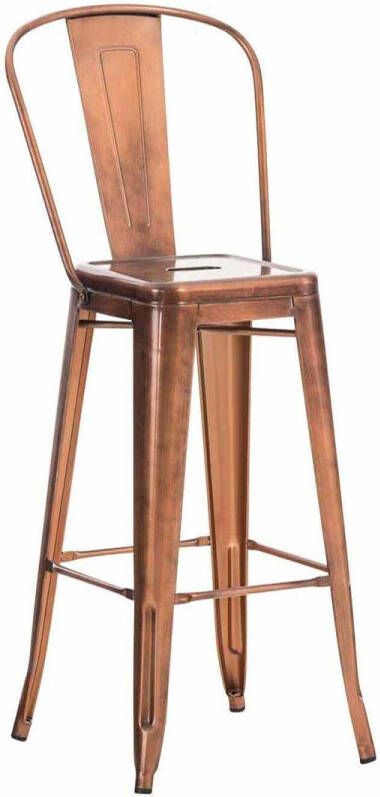 CLP Aiden Barkruk Met rugleuning Voetsteun Metaal koper natura