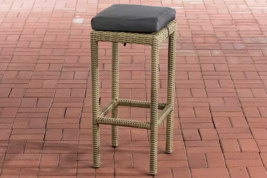 Clp Alia Barkruk 5mm Poly rotan Kleur onderstel : Natura Overtrek Antraciet