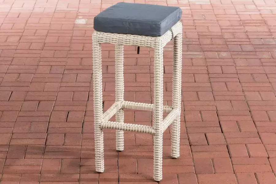 Clp Alia Barkruk 5mm Poly rotan Kleur onderstel : Wit Overtrek ijzerachtig grijs