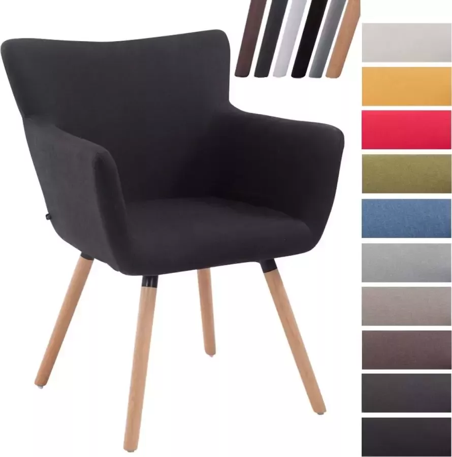 Clp Antwerpen Eetkamerstoel Stof Zwart Kleur onderstel natura (eik)