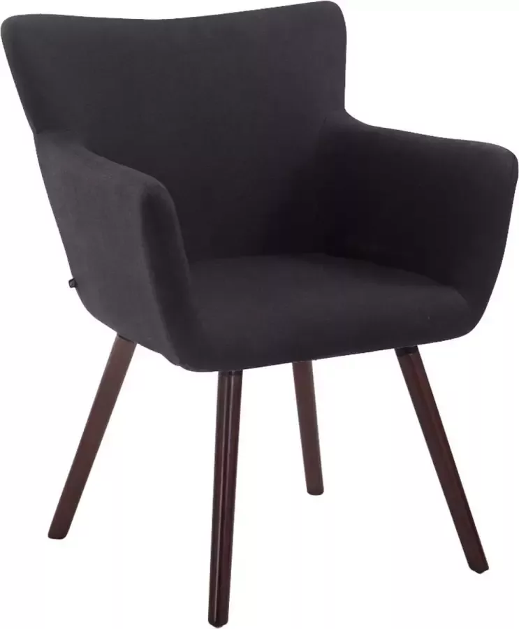 Clp Antwerpen Eetkamerstoel Stof Zwart Kleur onderstel : walnoot - Foto 1