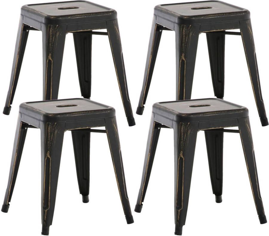 CLP Armin Set van 4 krukken zwart goud