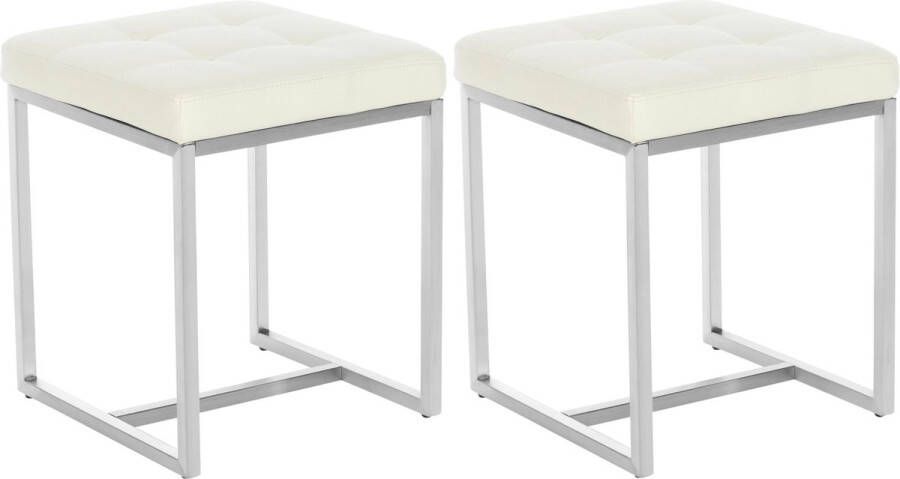 Clp Barci Set van 2 Hockers RVS Kunstleer creme