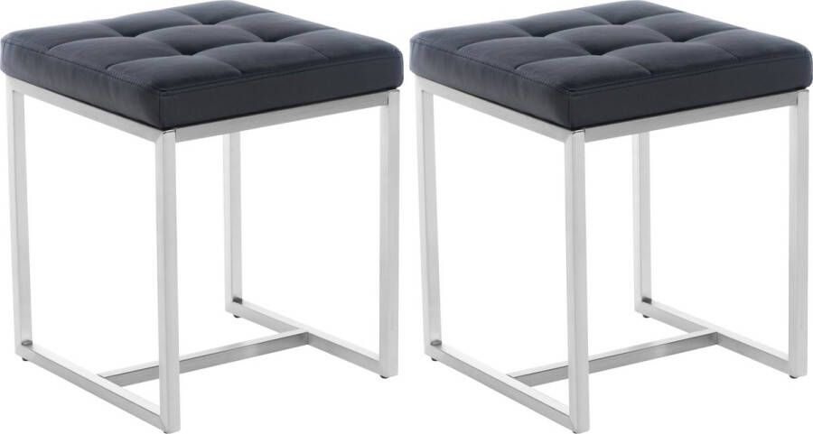 Clp Barci Set van 2 Hockers RVS Kunstleer zwart