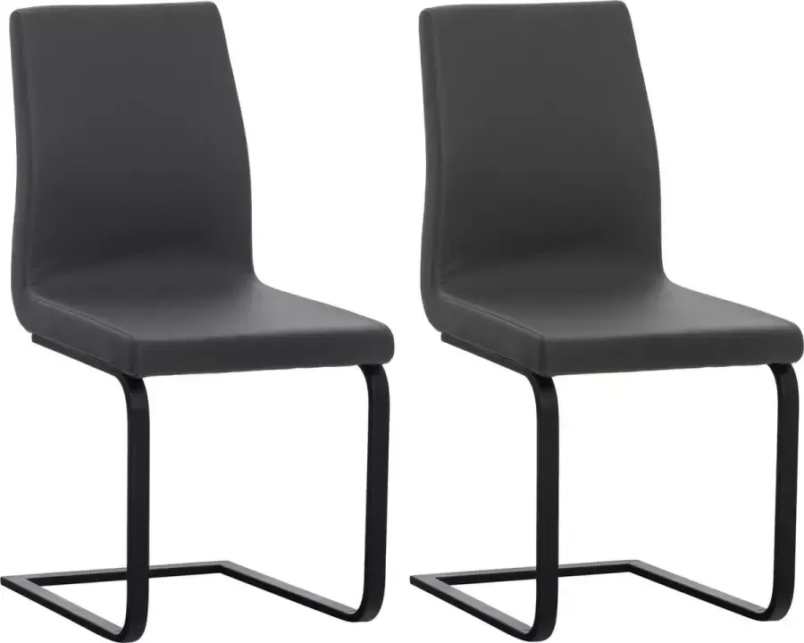 Clp Belley Set van 2 eetkamerstoelen grijs Imitatieleer