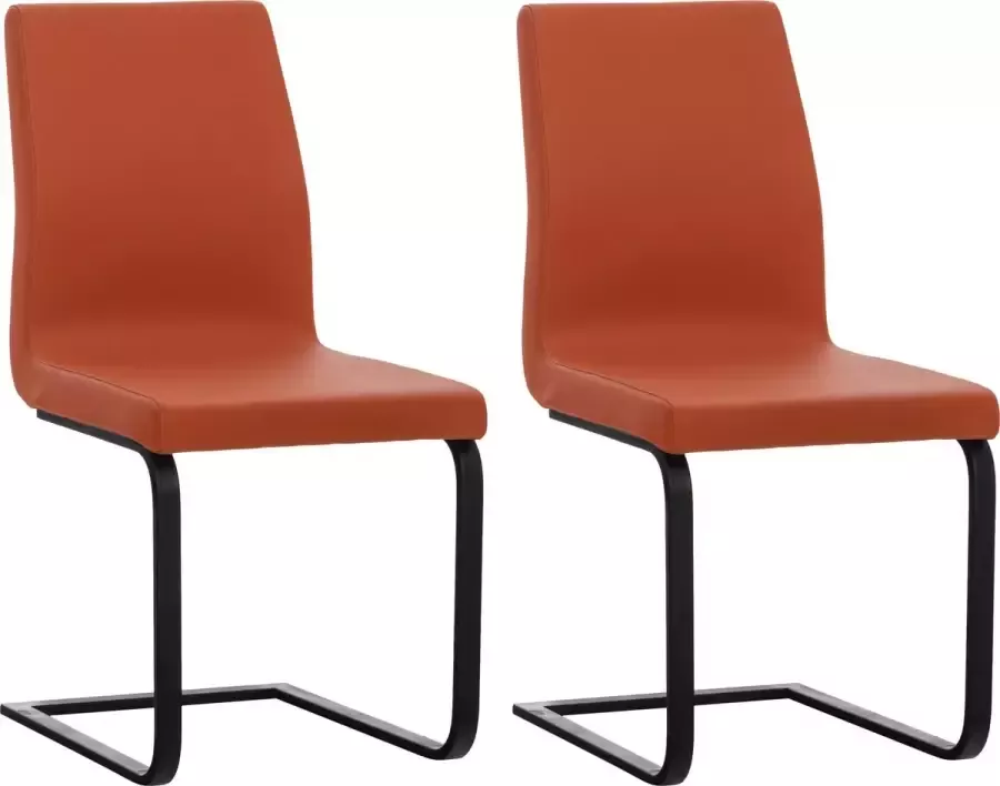 Clp Belley Set van 2 eetkamerstoelen oranje Imitatieleer