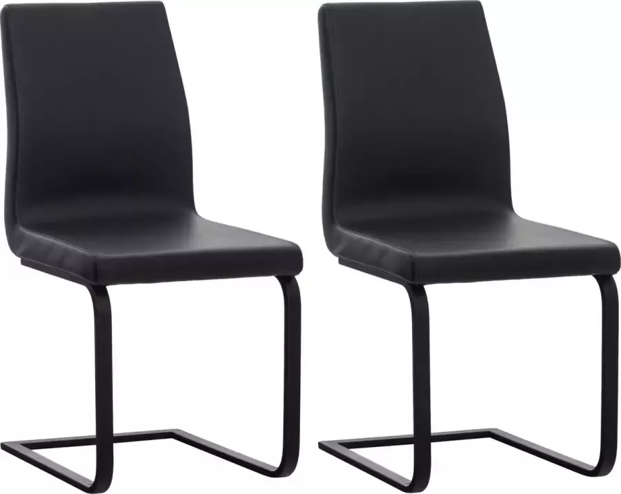 Clp Belley Set van 2 eetkamerstoelen zwart Imitatieleer