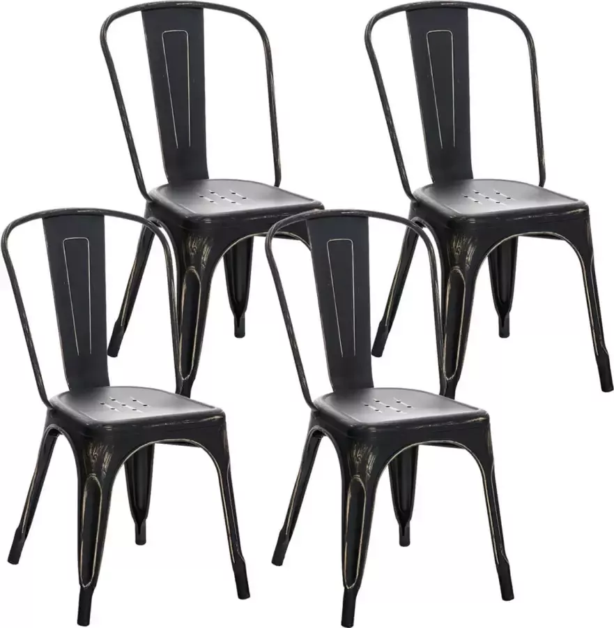 Clp Benedikt Set van 4 stoelen zwart goud