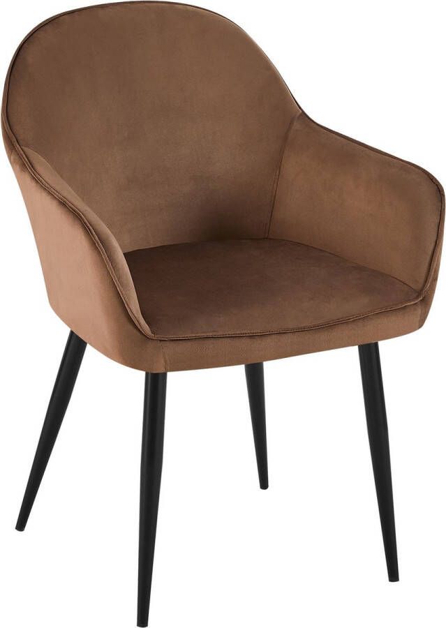 CLP Boise Eetkamerstoel Met armleuning Metalen frame Velvet Fluweel bruin
