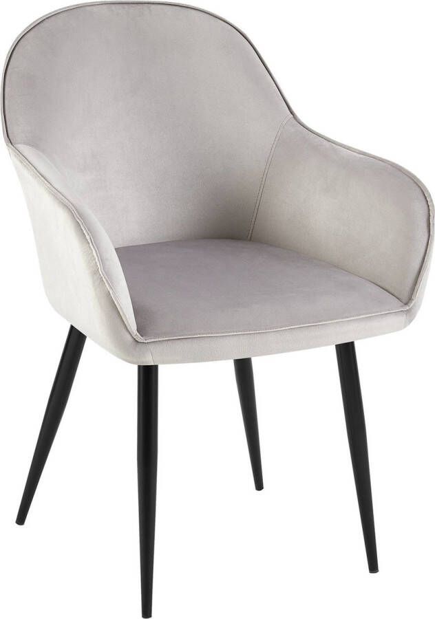 CLP Boise Eetkamerstoel Met armleuning Metalen frame Velvet Fluweel grijs