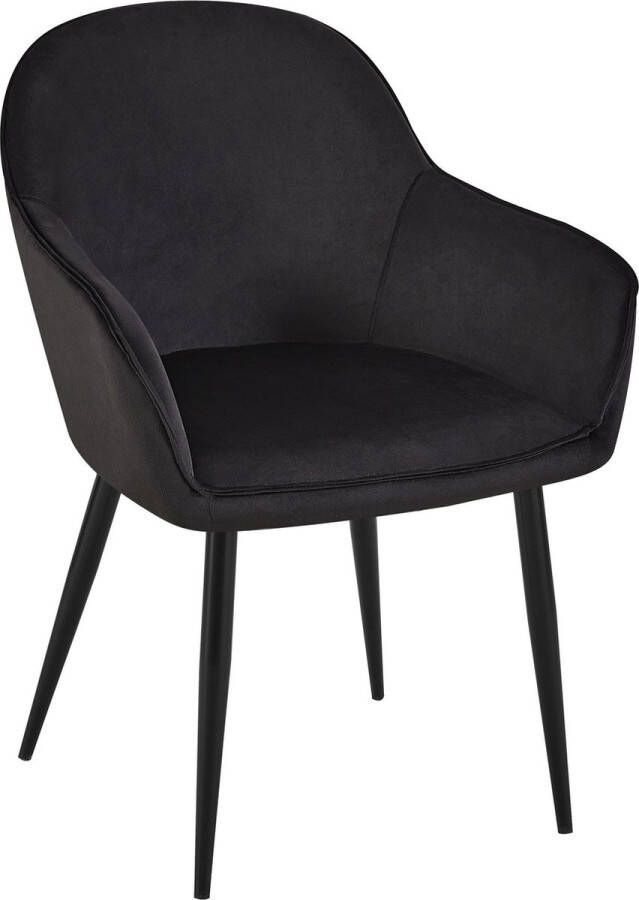 CLP Boise Eetkamerstoel Met armleuning Metalen frame Velvet Fluweel zwart
